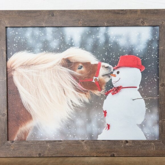 New Pony and Snowman Kisses Framed Print - Picture 2 of 3